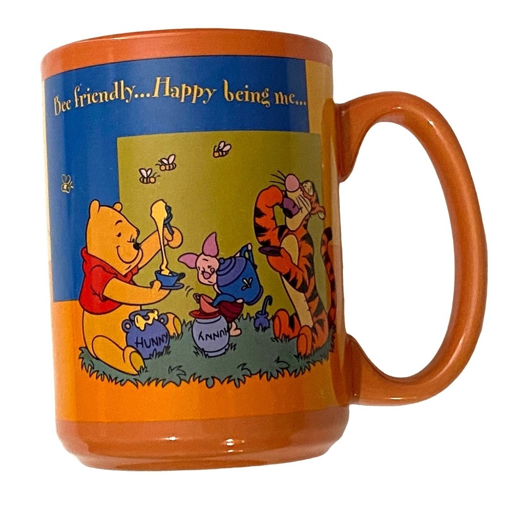 Disney Winnie the Pooh Mug‎ Bee Friendly Happy Being Me Orange Houston Harvest